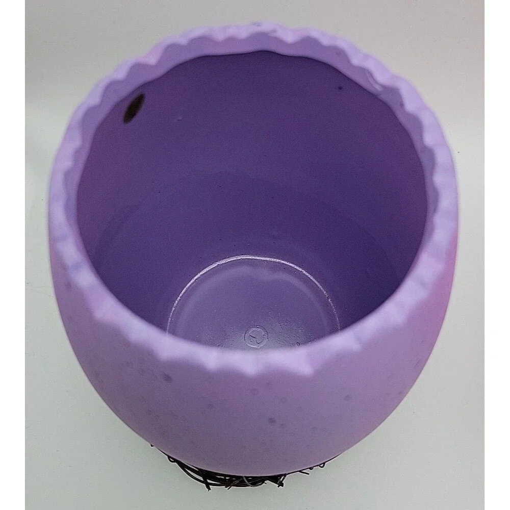 Speckled Purple Eggshell Nest Easter Planter/Vase Ceramic 6